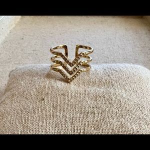 Stella & Dot gold adjustable chevron ring